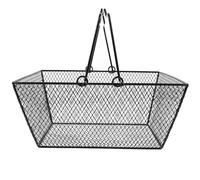 COHEALI 1pc Multi-purpose Black Iron Basket with Detachable Handle for Clothing Fruit Kitchen Storage Portable Home Sundries Organizer Practical