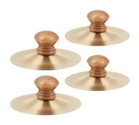 COHEALI 2 Pairs Hand Cymbals with Wooden Handle, Copper Finger Cymbals 3.5' and 2.8'', round Shape Percussion Instrument for Classroom Activities and Belly Dance Practice