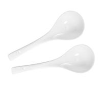 COHEALI 2 Pcs Big Spoons Heavy Duty Deep Porcelain Spoons Long Thick Handle Fine Smooth Oil-Free Convenient to Store Soup for Restaurants and Hotels
