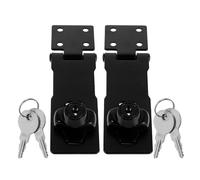 COHEALI 2 Pieces Right Angle Cabinet Door Locks with Stainless Steel and Brass Core, Lockable Safety Latches for Small Doors, Drawers, Wardrobes, and Wooden Boxes, 4-Inch Matte Black