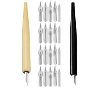 COHEALI 2 Sets Art Dip Pens with Wood and Stainless Steel Construction, Replaceable Fine Nibs and Comfortable Grip, for Lettering, Ink Painting, and Professional Artists