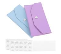 COHEALI 2 Sets Reusable PU Cash Wallet for Women Budgeting Money Organizer with Button Closure Compact Cash Pouch with Labels Secure Coin Purse Checks Bills Portable and Stylish in Violet