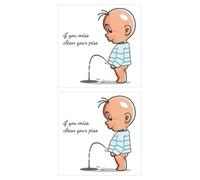 COHEALI 2 Sheets Blue PVC Toilet Seat Sign Cling with Smooth Surface and Cartoon Villain Design, Funny Motivational Reminder in Bathroom and Laundry Rooms