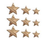 COHEALI 200PCS Natural Wood Star Slices Mix, DIY Wooden Craft Cutouts for Wall Decor and Handmade Ornaments, Pentagram Wooden Chips Suitable for Scrapbooking and Art Projects