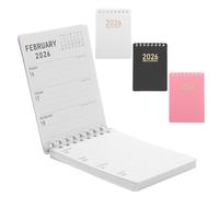 COHEALI 2026 Pocket Planner Notebook A7 Small Spiral to Do Notebook Mini Schedule Organizer Calendar Book Set of 4 (White, Pink, Black, Purple) for Travel Office and Daily Planning
