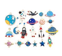 COHEALI 20pcs Alloy Astronaut Pendant Charms for DIY Jewelry Making, Space Series Drop Oil Pendants Suitable for Earrings Necklace Craft Accessories Random Style
