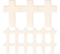 COHEALI 20Pcs Unfinished Cross Wooden Chips 11X7X0.3Cm Wood Slices for Crafts DIY Easter Home Decor and School Church Projects