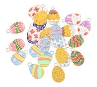 COHEALI 24Pcs Easter Egg Charms DIY Jewelry Making Supply Alloy Pendants Bunny Rabbit and Chicken Design for Bracelet, Keychain, and Festival Decorations