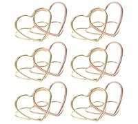 COHEALI 24pcs Heart Shaped Paper Clips Double Layer Rose Gold and Gold Document Fixing Clips Multi-use Office Supplies for Filing and Paper Organizing