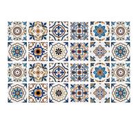 COHEALI 24pcs Vintage Retro Classic Pattern Peel and Stick Tile Wall Decals Strong Adhesion Wear Resistance Assorted Colour PVC Removable Adhesive for Home Decoration