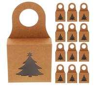 COHEALI 25pcs Kraft Paper Wine Bottle Boxes with Clear Window Foldable Hanging Gift Packaging for Wine Bottles Lightweight Storage Case Suitable for Snacks Chocolates and Party Favors