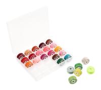 COHEALI 25pcs Sewing Machine Bobbins with Prewound Polyester Thread in Assorted Colours, Multifunctional Design with Bottom Thread and Storage Box for Household Sewing