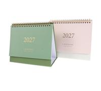 COHEALI 2pcs 2027 Mini Table Calendar Desktop Standing Planner with Spiral Binding, Space Saving Paper Design, Monthly Flip Calendar for Students and Workspaces