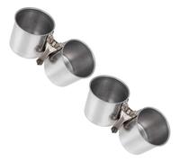 COHEALI 2pcs Birds Feeding Cups Birdcage Cup with Clamp Easy Installation Stainless Steel Silver for Birdcage Cockatiel Pigeons Small Bird Food Holder