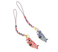 COHEALI 2pcs Carp Flags Pendant Phone Charm Keychain Strap Vivid Red Blue Hanging Bag Decoration Creative Key Purse Charm for Mobile Accessories Lucky Carp Streamer Design