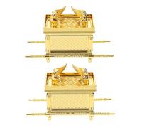 COHEALI 2pcs Church Ark Statue Golden Zinc Alloy Religious Artifact Model