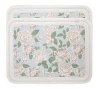 COHEALI 2pcs European Style Leather Placemats Floral Pattern Design, High Temperature Resistant and Waterproof Dining Table Accessories for Elegant Dining Table Decor