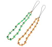 COHEALI 2pcs Evil Eye Beaded Phone Charm Strap for Women, Plastic and Polyester Material, Easy to Carry Mobile Phone Lanyard for Bags and Cameras, for Daily Activities and Presents