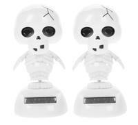 COHEALI 2Pcs Halloween Solar Powered Dancing Skeleton Car Decor Shaking Head Ghost Figures for Outdoor and Indoor Holiday Decoration