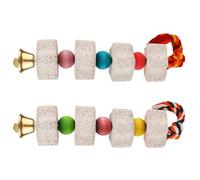 COHEALI 2pcs Hamster Teeth Grinding Stones Creative Pet Molar with Stone Rope and Wooden Beads for Chewing and Playing Suitable for Parrots and Small Animals Random Color