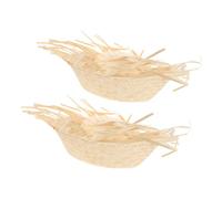 COHEALI 2pcs Lightweight Foldable Hawaiian Straw Hat with Chicken Nest Shape for Women and Men, Beige Summer Party Accessory for Summer Vacation Outfits and Beach Events