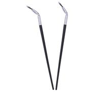 COHEALI 2pcs Lower Eyelash Eyebrow Curved Fan Eye Makeup Brush Sl esign with Wood Copper Tube and Fiber Fur for Applying Color and Gloss Portable Lash Makeup Supplies for Friends