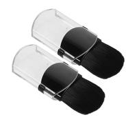 COHEALI 2pcs Mini Retractable Makeup Brushes for Powder and Foundation with Protective Cover, Ergonomic Shape, Acrylic and Fiber Wool Material, Portable Travel Size for On-the-go Touch Ups