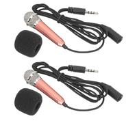COHEALI 2pcs Mini Singing Microphone Portable Recording Mic Lightweight Stainless Steel Human Voice for Phone Tablet