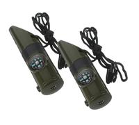 COHEALI 2Pcs Multifunctional Survival Whistles with Loud Safety Sound Alloy Construction LED Light Thermometer Compass for Outdoor Camping Hiking Emergency Use