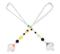 COHEALI 2pcs Mushroom Phone Charm Strap with Flower Beaded Pendant, Orange and Green Cute Mobile Accessories Decoration for Phone Cases and Car Hanging