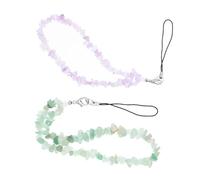 COHEALI 2pcs Natural Crystal Phone Lanyard with Wrist Strap Lost Mobile Beaded Rope for Stylish Phone Decoration and Secure Hold Mint Green Purple