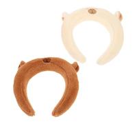 COHEALI 2pcs Plush Water Headbands for Washing Face and Parties, Soft High Crown Design Animal Headbands with Cute Cartoon Style for and Adults