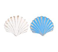 COHEALI 2pcs Retro Mediterranean Iron Scallop Drawer Knob for Wardrobe | Blue and White Pair, Single-hole Pull for Cupboard Doors, Ocean Style Accent, Iron Build