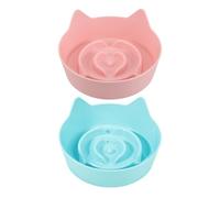 COHEALI 2pcs Slow Feeder for Cats Pet Feeding Plate with Antichoking Design Plastic Cat Ear Shape Bowls Adorable Stylish Candy Colours for Kittens Pet Use