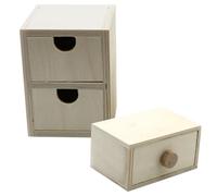 COHEALI 2pcs Unfinished Wooden Drawer Box Kids Creative Graffiti Craft Blank Small Wood Drawers for Handmade Decoration Stackable Storage Organizer for Jewelry Cards Souvenirs