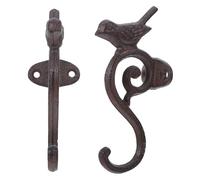 COHEALI 2pcs Vintage Bird Shaped Cast Iron Wall Hat Rack Hooks with Easy Installation Black Wrought Iron Coat Hanger for Entryways and Gardens