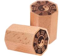 COHEALI 2pcs Wood Taoist Themed Stamps with Rounded Edges, Ergonomic Handle for Convenient Storage, for Cultural Activities and Exhibitions, Traditional Chinese Style Desktop Seal