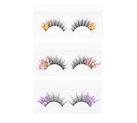 COHEALI 3 Pairs Glitter Colored Lashes False Eyelashes Lightweight Stylish Fiber Blend Well with Eyelids Elegant Design for Parties and Role Playing
