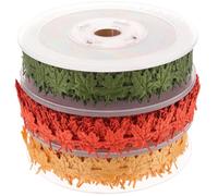 COHEALI 3 Rolls Maple Leaf Ribbons Fall Ribbon Rolls Assorted Color Polyester Easy to Cut Close Edge Tightly Gorgeous Decor for Thanksgiving Day and Flower Packaging