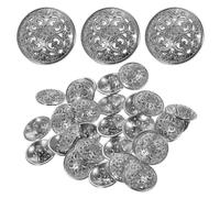 COHEALI 30pcs Silver Metal Hollow Buttons for Clothes with Hollow-Out Design, 20mm Sewing Fasteners for DIY Projects and Home Use on Windbreakers and Jeans