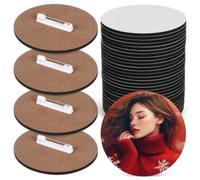 COHEALI 30pcs White Wood-Based Panel Sublimation Blank Buttons with Pins for Efficient Production and Wear-Resistant Use, Name Tag Pins for Work Conferences and Events