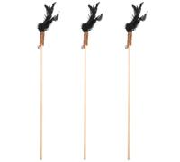 COHEALI 3pcs Cat Teaser for Cats and Kittens with Wooden Rods and Decorative Plumes Cartoon Design to Reduce Boredom and Stress for Indoor Play