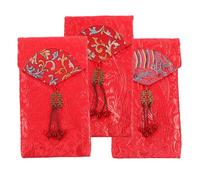 COHEALI 3pcs Embroidered Red Envelopes Cloth Money Pouches for Wedding Ceremony and Special Occasions, Chinese New Year Red Packets with Delicate Knot Design to Wish
