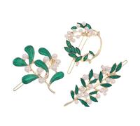 COHEALI 3pcs Hair Clips Hair Slides Leaf Shape Alloy Pearl Embellish Easy to Wear Good Grip Elegant Vintage Style for Party Makeup