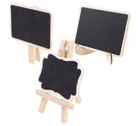 COHEALI 3pcs Message Blackboard Wooden Mini Blackboards Creative Square Price Display Chalk Boards with Square Clip Painting Rack and Herringbone Rack for Home Décor