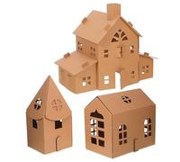 COHEALI 3pcs Miniature Cardboard House Kit for Kids Diy Craft Playhouse Coloring And Assembly Educational Toy for Family Activities And Creative Play