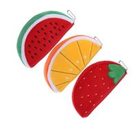 COHEALI 3pcs Multi-Functional Small Zipper Pouch Fruit Coin Purse with Lightweight Polyester Material, Cute Cartoon Design, for Family Members and Female Friends