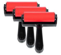 COHEALI 3Pcs Red Manual Rubber Ink Rollers 10Cm Printing Rollers for ’S Diamond Art Painting, Plastic Stamp Brayer Tools for Crafting and Printmaking