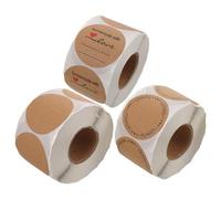 COHEALI 3pcs Round Kraft Paper Self-Adhesive Stickers Handwriting Friendly Surface, Versatile Blank Labels for Food Packaging and Warehouse Organization, Elegant Circular Sealing Stickers
