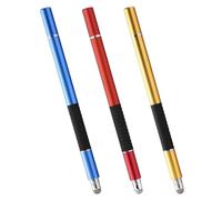 COHEALI 3PCS Universal Capacitive Stylus Pen for Touchscreen Devices, 2-in-1 Precision Tablet and Phone Pen with Conductive Fabric Tip and Suction Cup, Red Blue Gold Colors